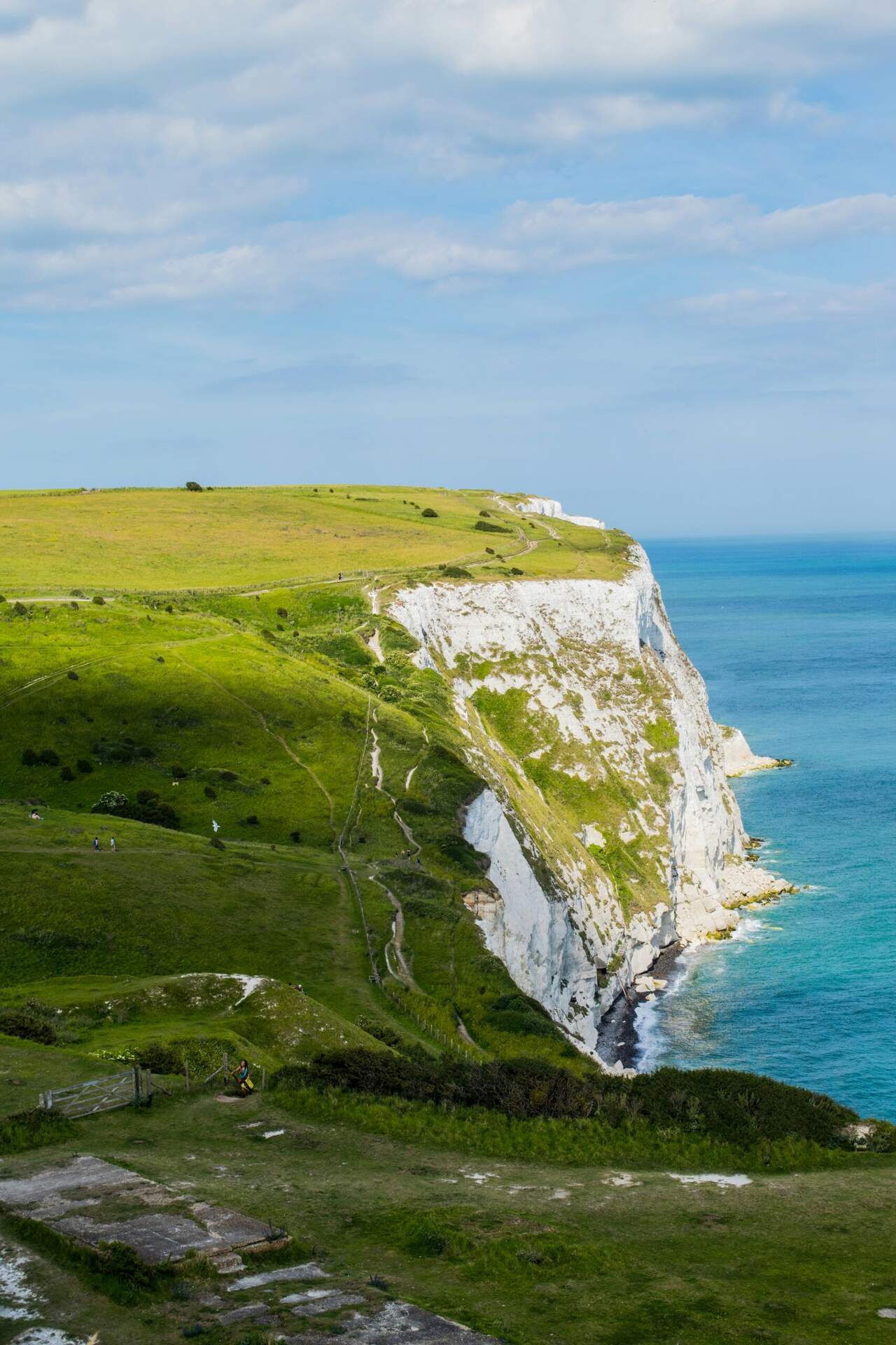 White cliffs overlooking the sea in Kent, England